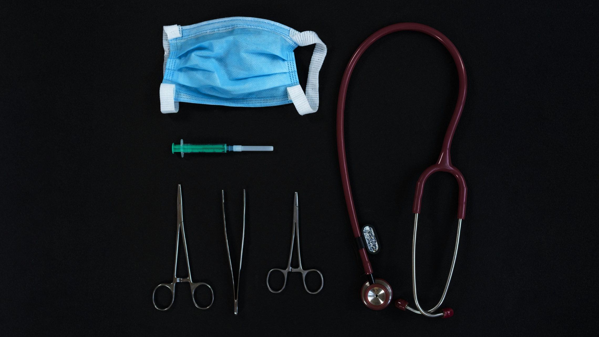 Surgical Instrucments on black background